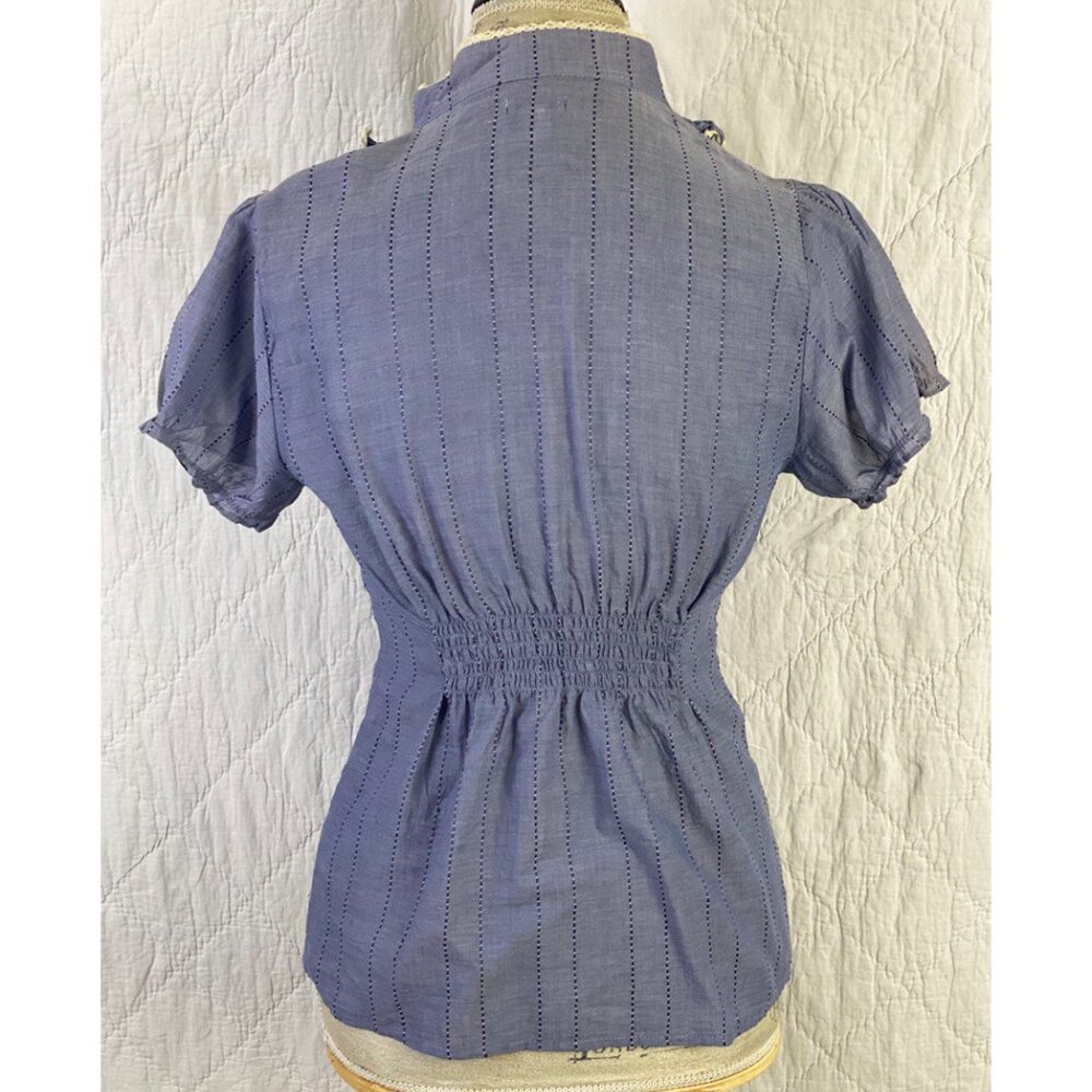 Anthropologie Blue Button Down Casual Blouse By Odille - Picture 4 of 9